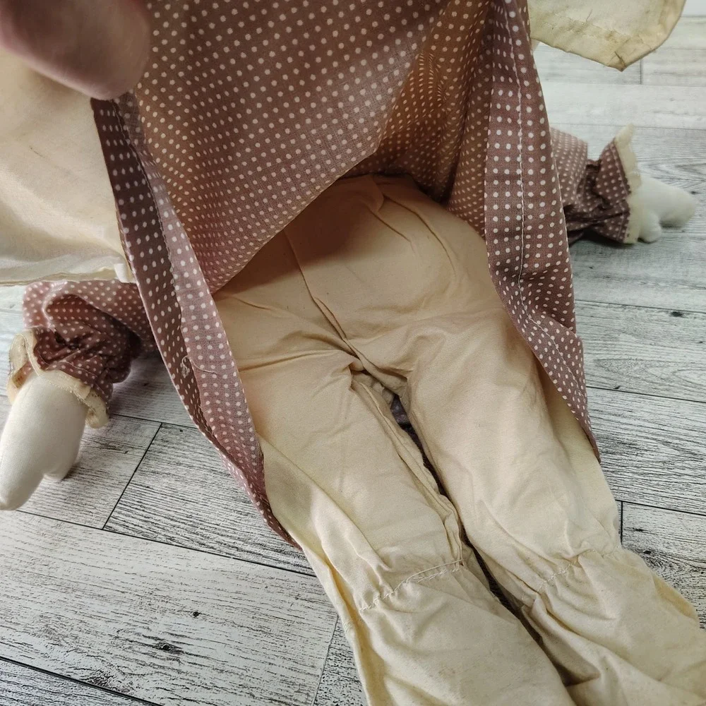 Vtg Country Style‎ Fabric Bunny Rabbit Muslin Doll 17" Tall Decor Cottagecore - Picture 6 of 14